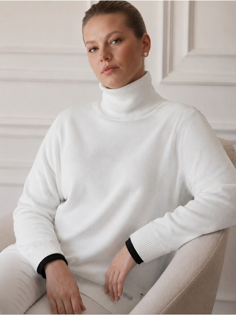 Calvin Klein Turtleneck Sweater 2X White Minimalist Quiet Luxury Office Chic